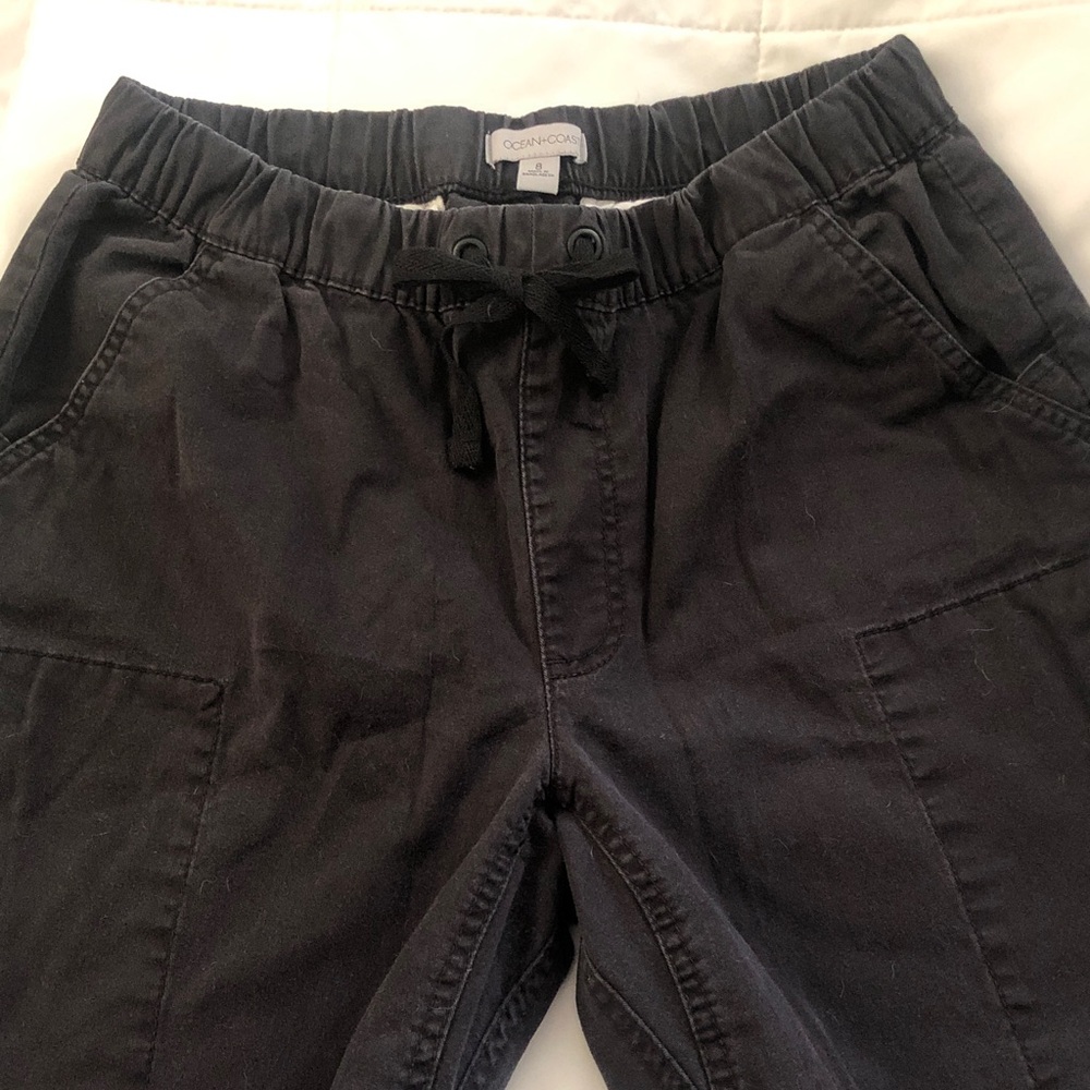 Ocean + Coast Black Straight-Leg Drawstring Pants Size 8 petite